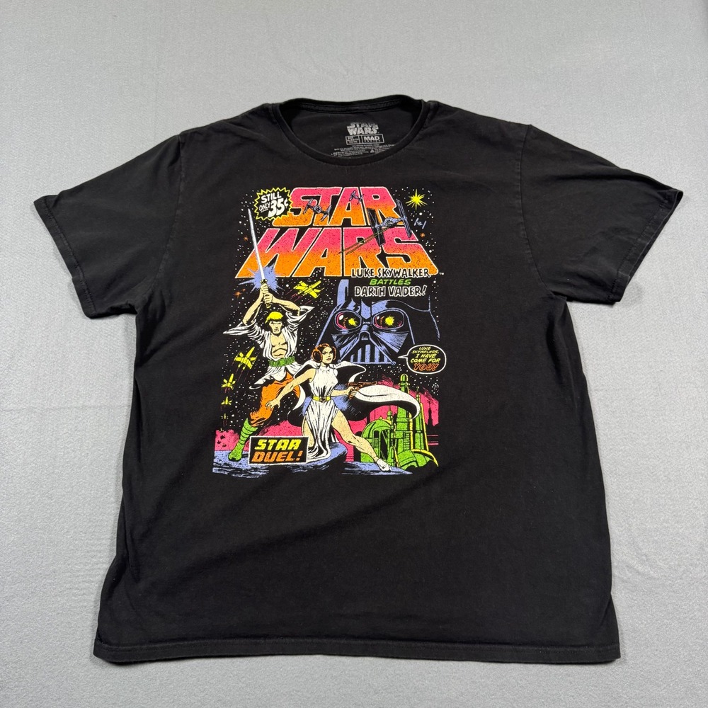 Star Wars Mad Engine Star Duel Graphic T-Shirt Black Mens XL Comic Book Style